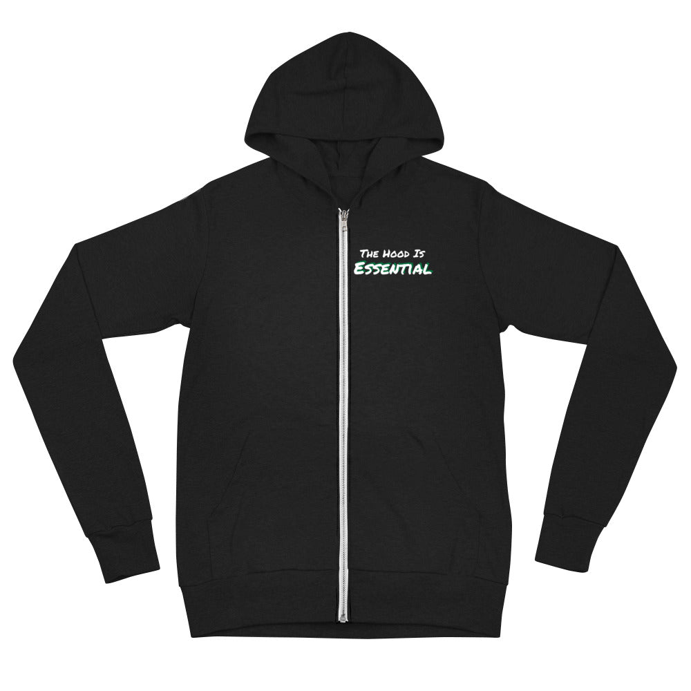 Essential (lightweight zip hoodie white type w/green)