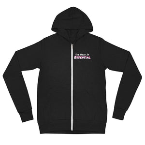 Essential (lightweight zip hoodie white type w/pink)