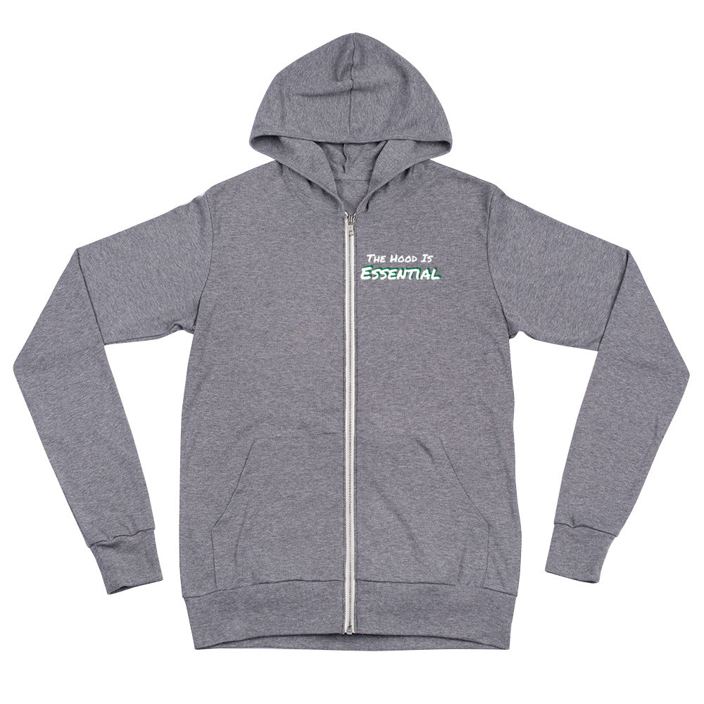 Essential (lightweight zip hoodie white type w/green)