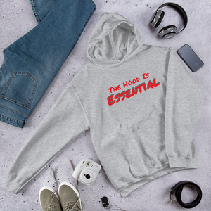 Essential (heavy hoodie with red type)