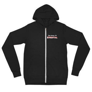 Essential (lightweight zip hoodie white type w/red)