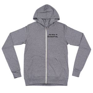 Essential (lightweight zip hoodie with black type)