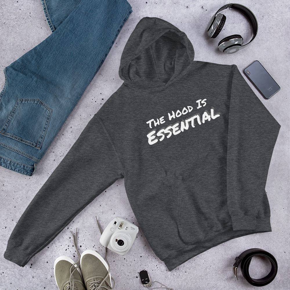 Essential ( heavy hoodie with white type)