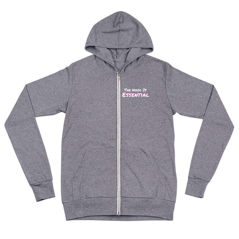 Essential (lightweight zip hoodie white type w/pink)