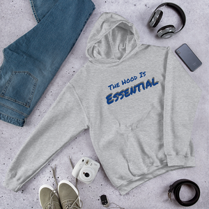 Essential (heavy hoodie with blue type)